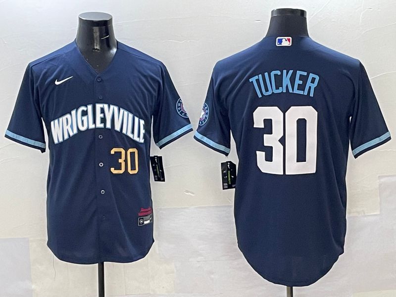 Men Chicago Cubs #30 Tucker Dark Blue City Edition 2025 Nike MLB Jersey style 4